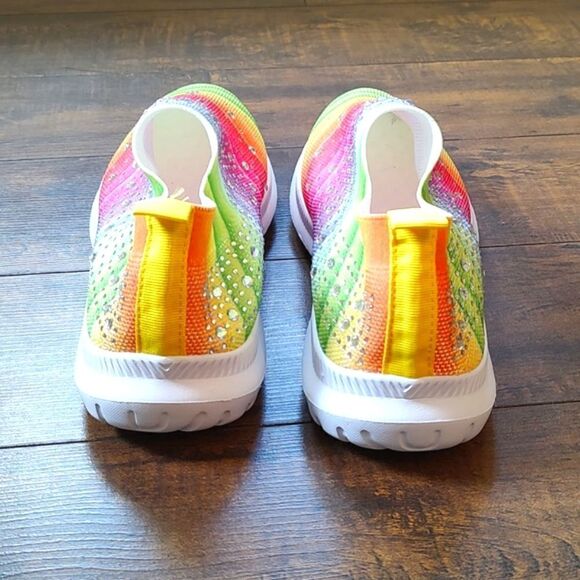 Women's Rainbow Rhinestone Size 40 Sock Sneakers In Like New Condition - Picture 8 of 10